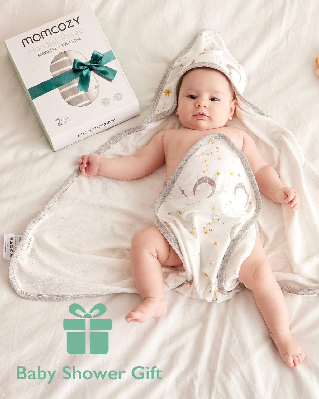 Baby Hooded Towel for Newborn Shower - 2-Pack