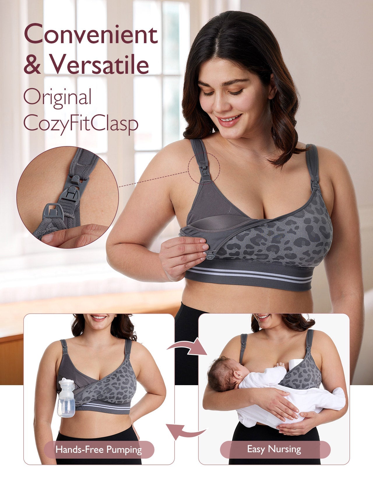 DEX - 4-in-1 Hands Free Seamless Stretch Fabric Pumping Bra