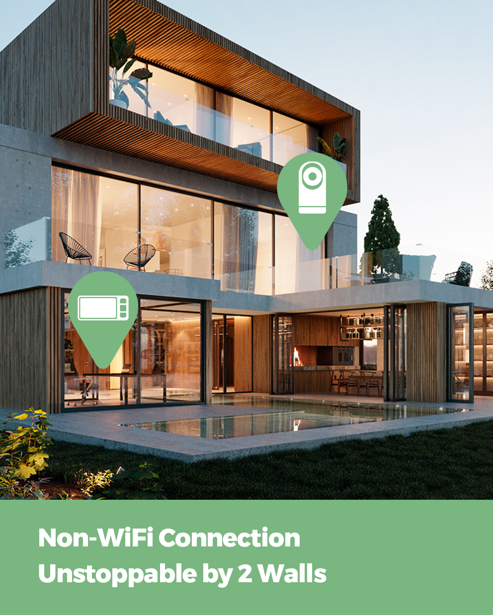 Momcozy video baby monitor showing non-WiFi connection that reaches through two walls.